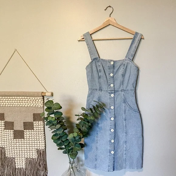 zara authentic denim dress Zara Authentic Denim TRF Denim Dress Women Medium Black Bodycon Spaghetti  Strap